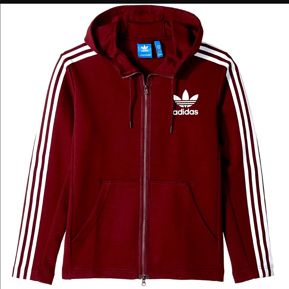 ADIDAS BURGUNDY TRACK JACKET.